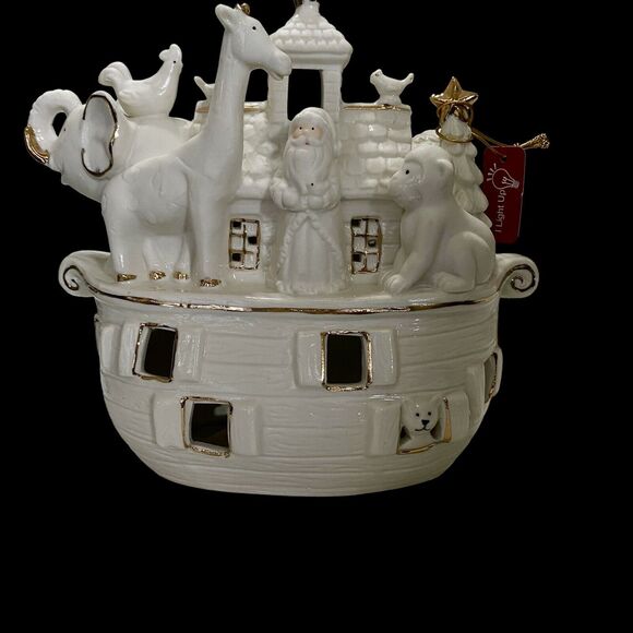 Noah’s Ark White Porcelain Bisque Accent Night Light JCPenney Home Collection - Picture 1 of 16